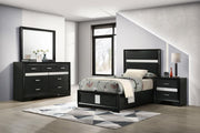 Miranda 4-piece Twin Upholstered Bedroom Set Black