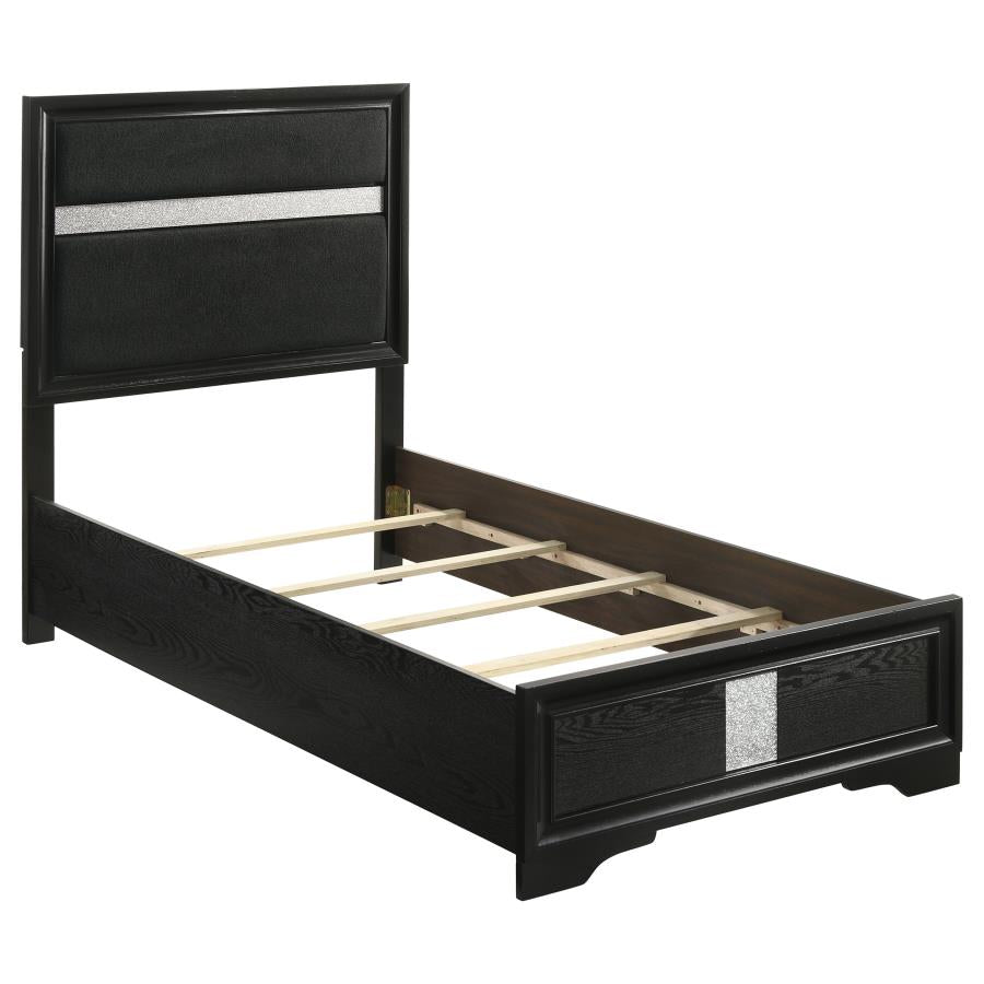 Miranda 4-piece Twin Upholstered Bedroom Set Black