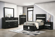 Miranda 5-piece Twin Upholstered Bedroom Set Black