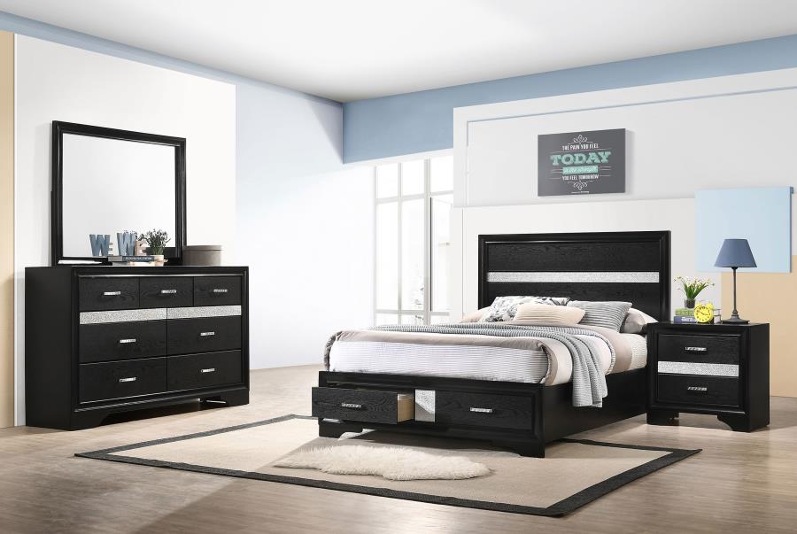 Miranda 4-piece Full Storage Bedroom Set Black