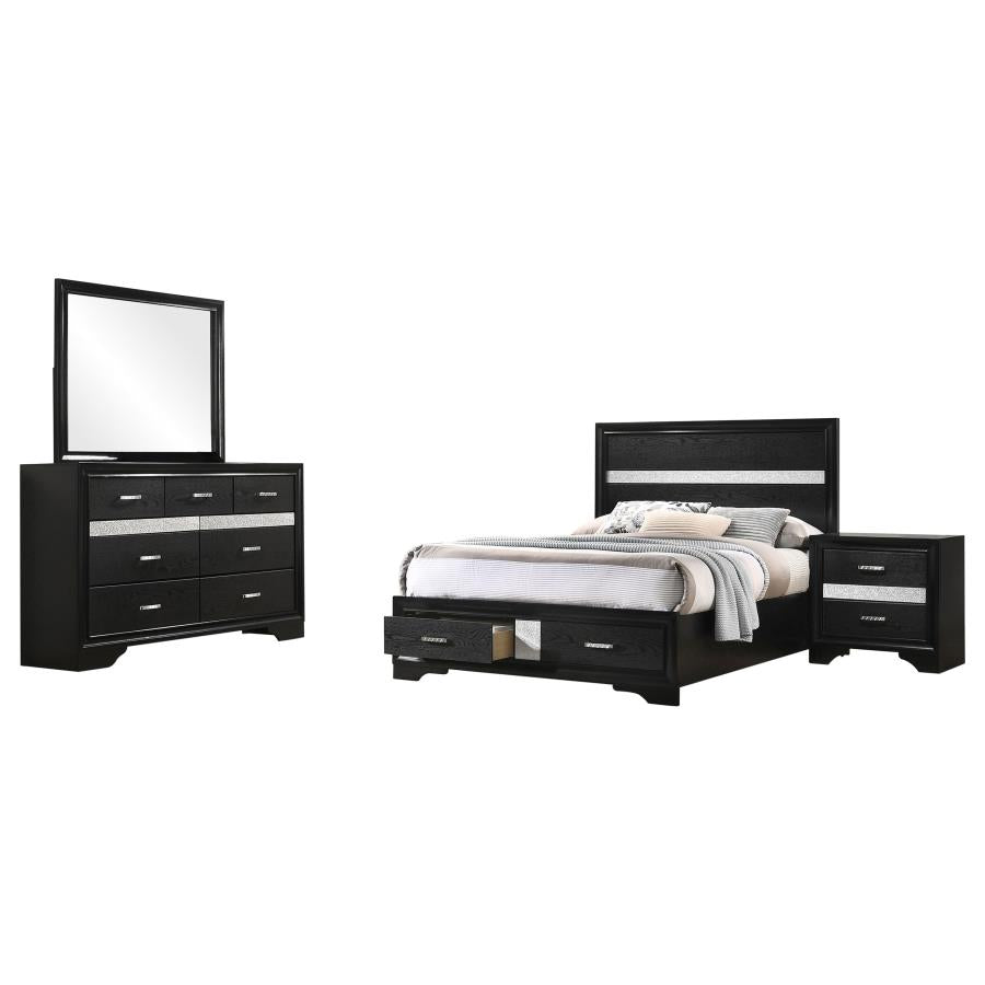 Miranda 4-piece Full Storage Bedroom Set Black