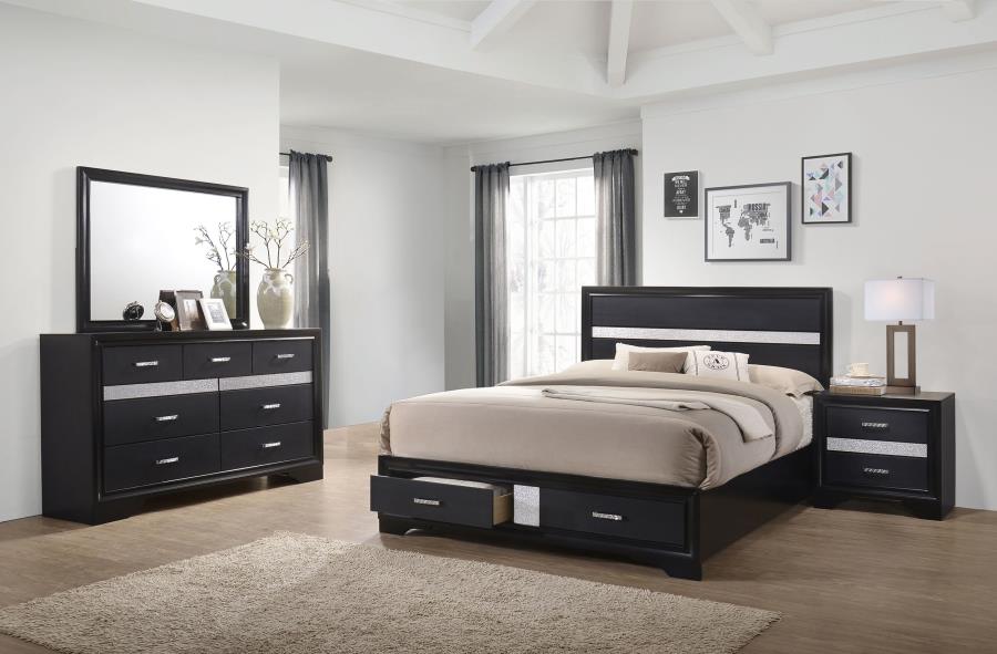 Miranda 4-piece Eastern King Storage Bedroom Set Black