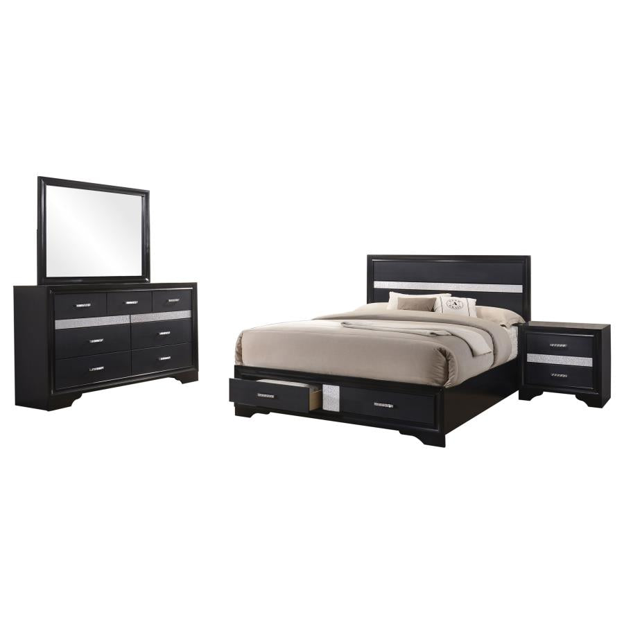 Miranda 4-piece Queen Storage Bedroom Set Black