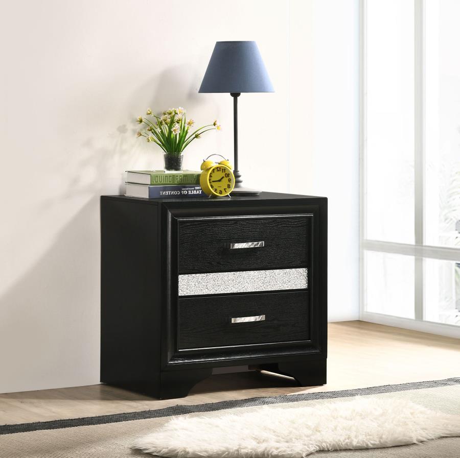 Miranda 2-drawer Nightstand Bedside Table Black