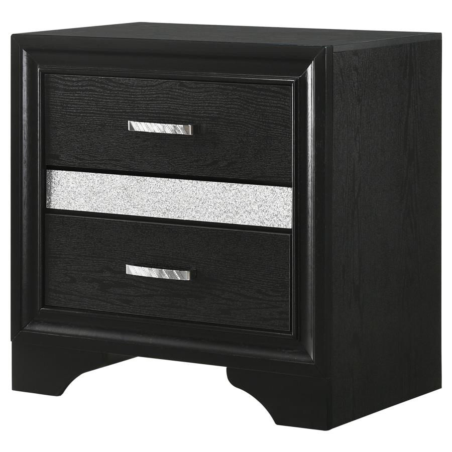Miranda 2-drawer Nightstand Bedside Table Black