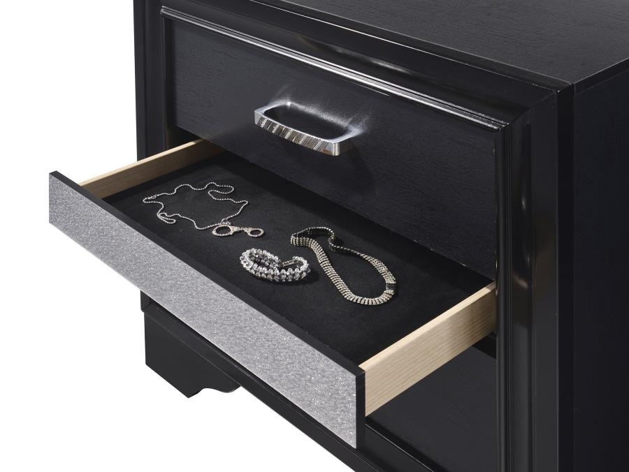 Miranda 2-drawer Nightstand Bedside Table Black