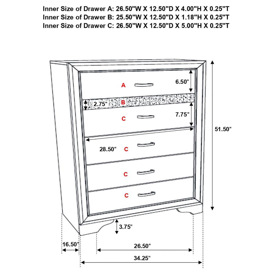 Miranda 6-drawer Bedroom Chest Black