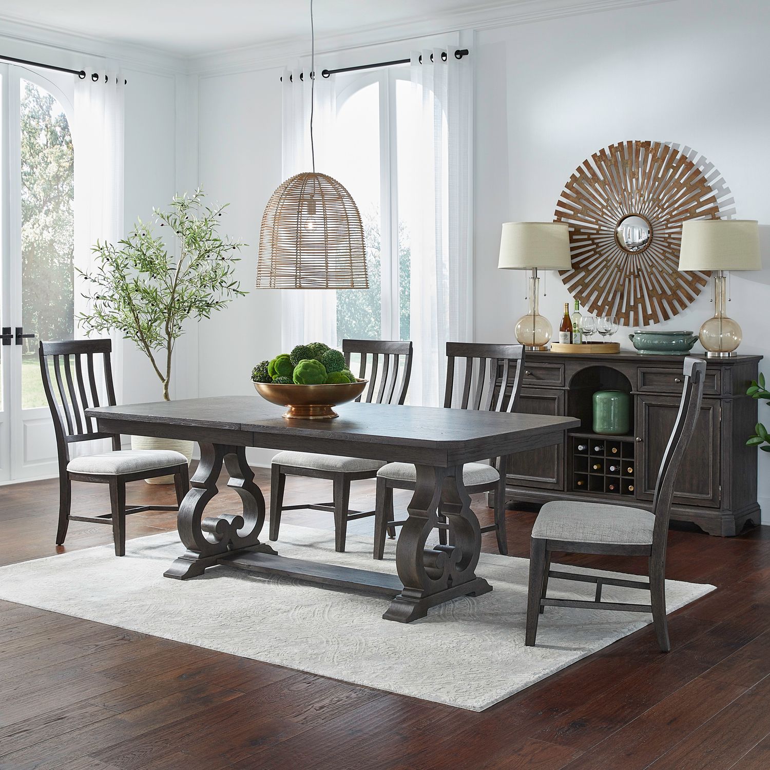 Grant Park 5 Piece Trestle Table Set