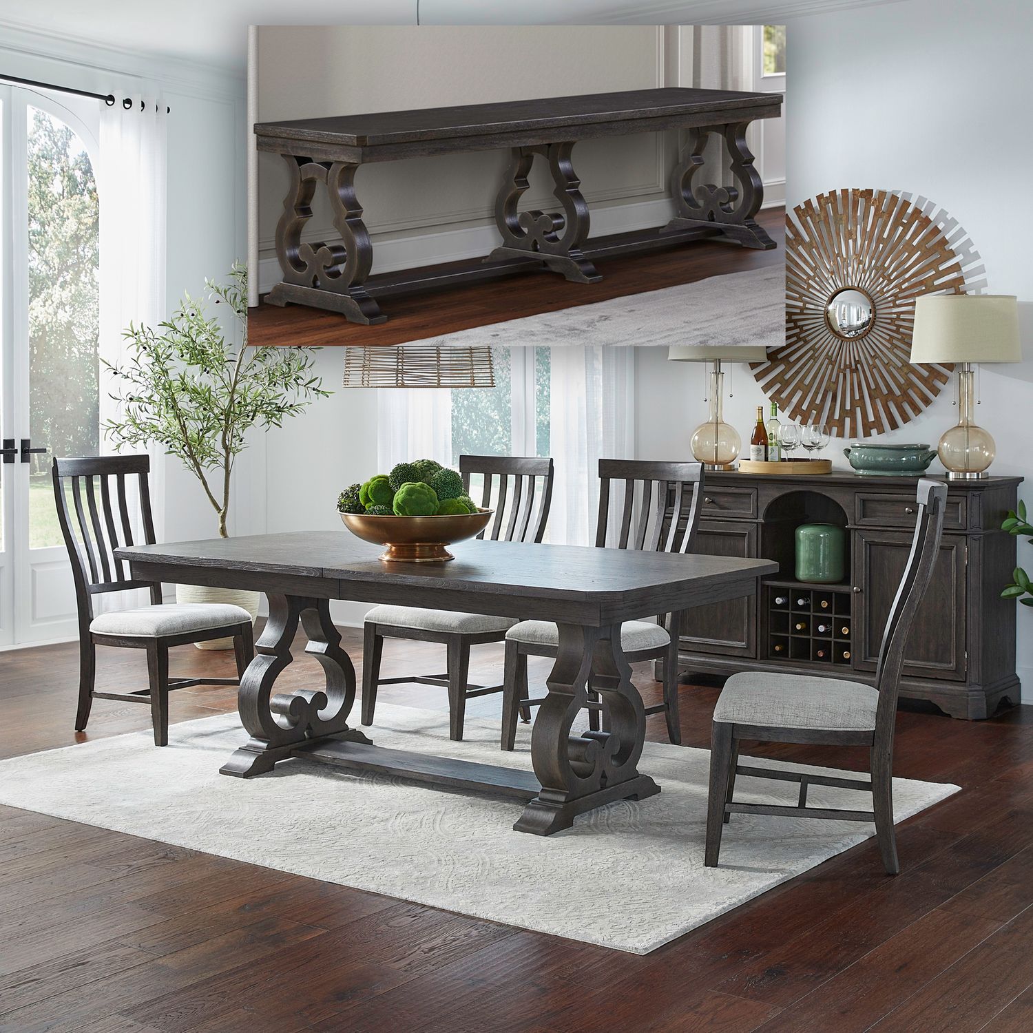 Grant Park 6 Piece Trestle Table Set