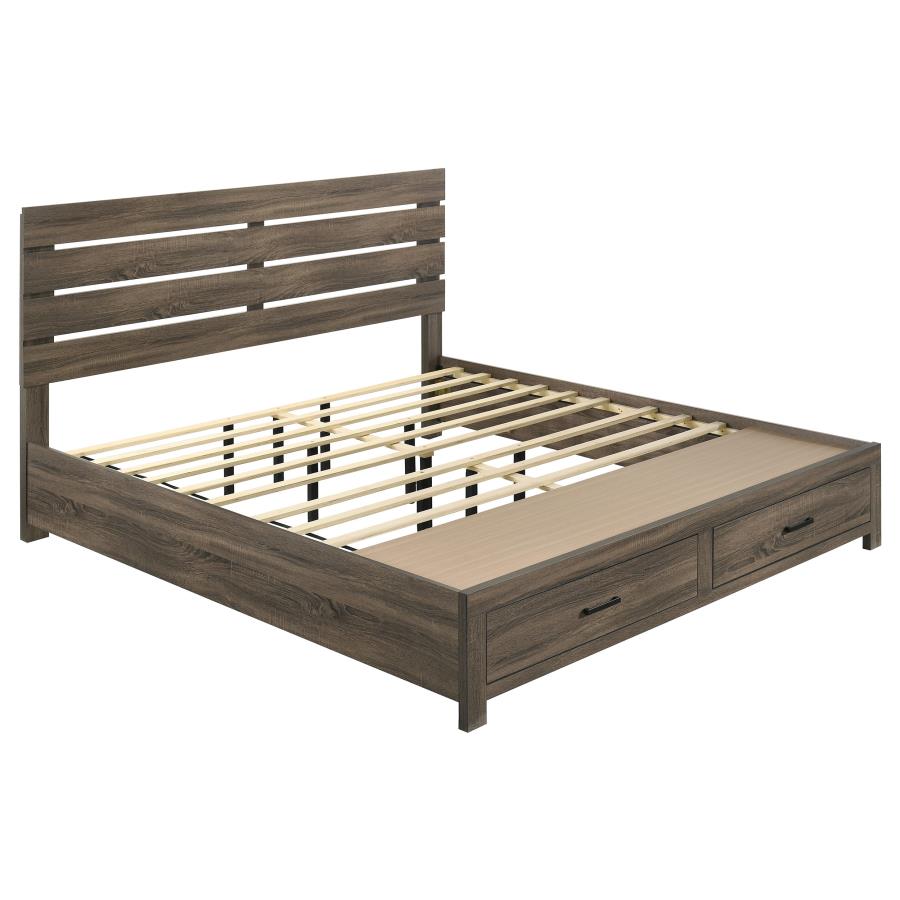 Brantford Wood Eastern King Storage Panel Bed Barrel Oak