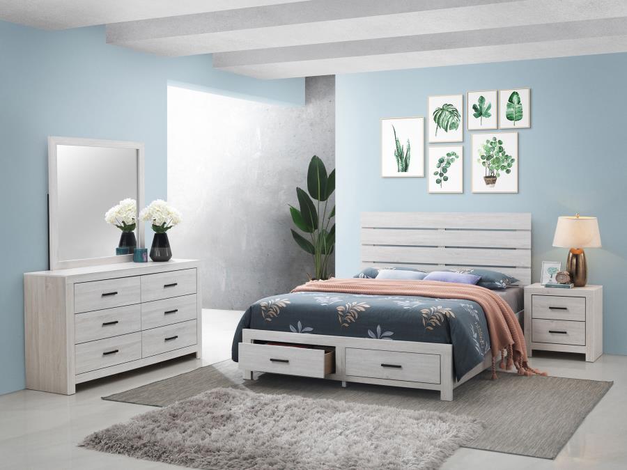 Brantford 4-piece Queen Storage Bedroom Set Coastal White