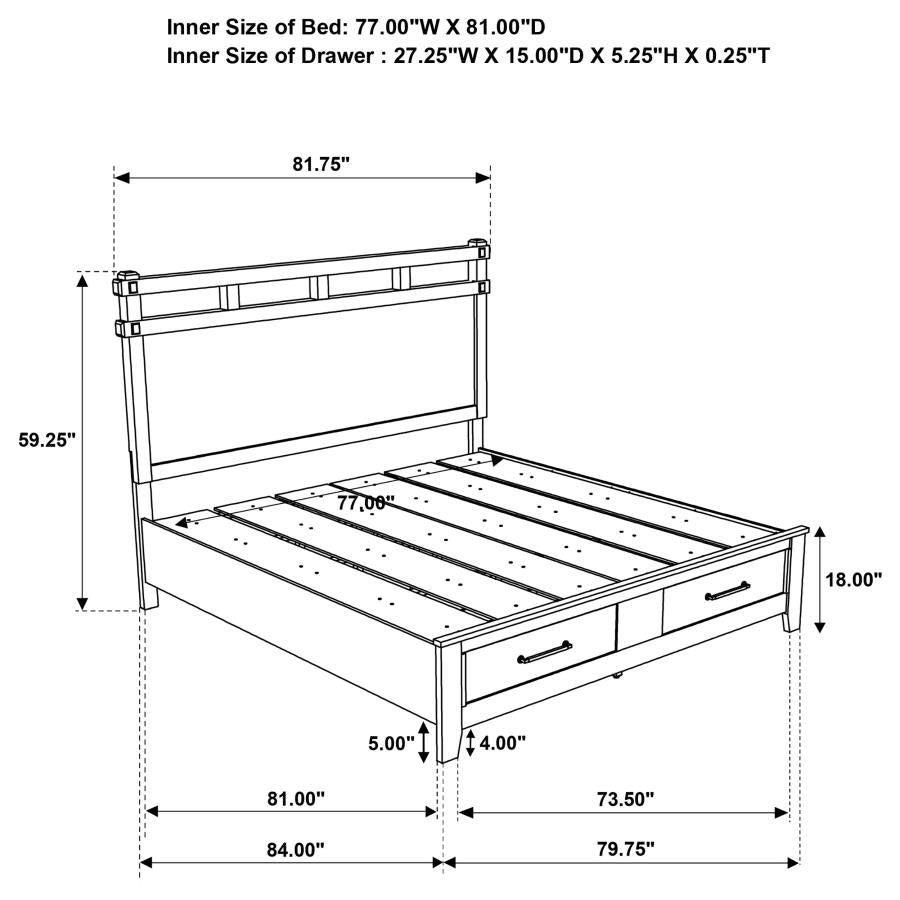 Hazlewood 4-piece Eastern King Bedroom Set Vineyard Oak