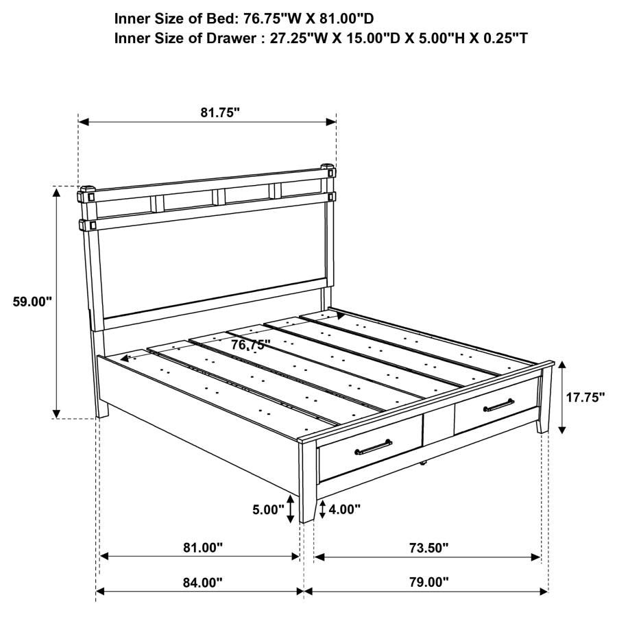 Hazlewood 4-piece Eastern King Storage Bedroom Set Vineyard Oak
