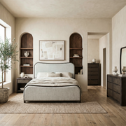 Skye View Queen Upholstery Bed, Dresser & Mirror, Chest, Nightstand