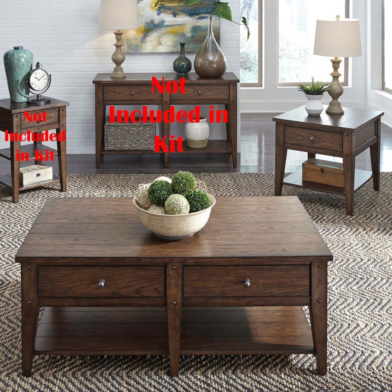 Lake House 3 Piece Set (1-Cocktail 2-End Tables)