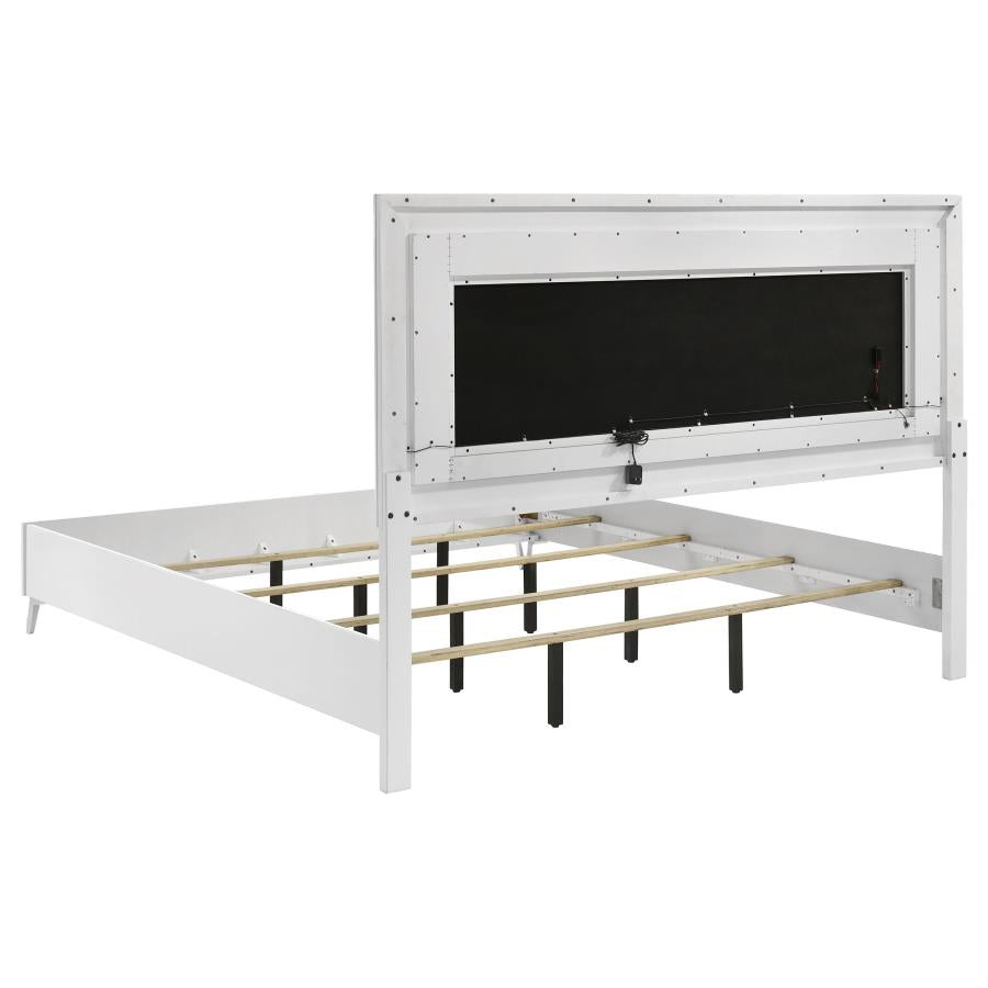 Cassia 4-piece Eastern King LED Bedroom Set White High Gloss