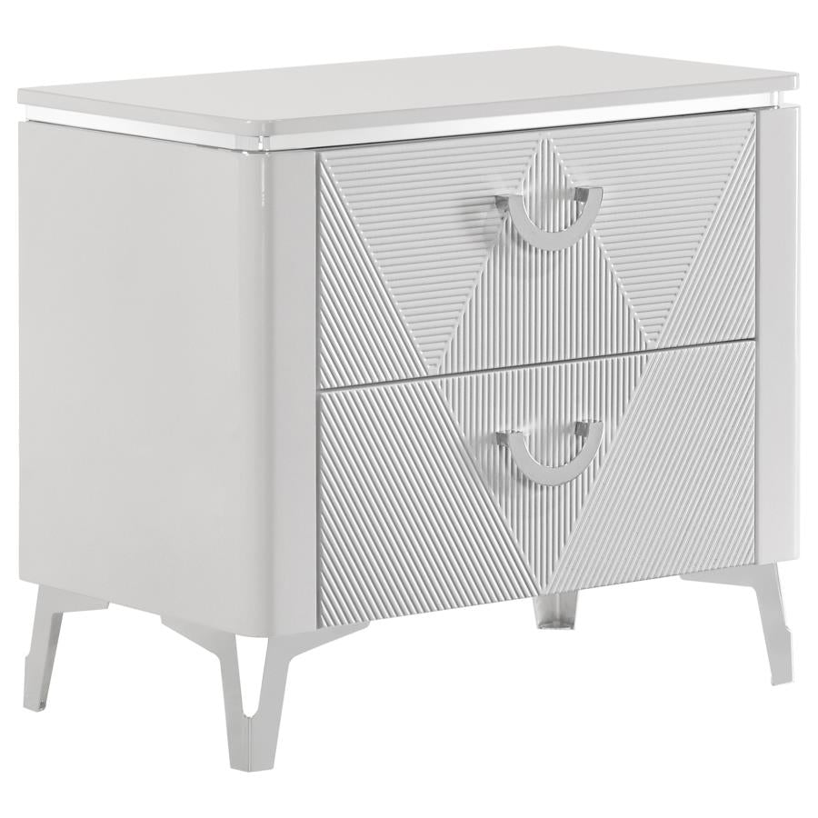 Cassia 5-piece Eastern King LED Bedroom Set White High Gloss