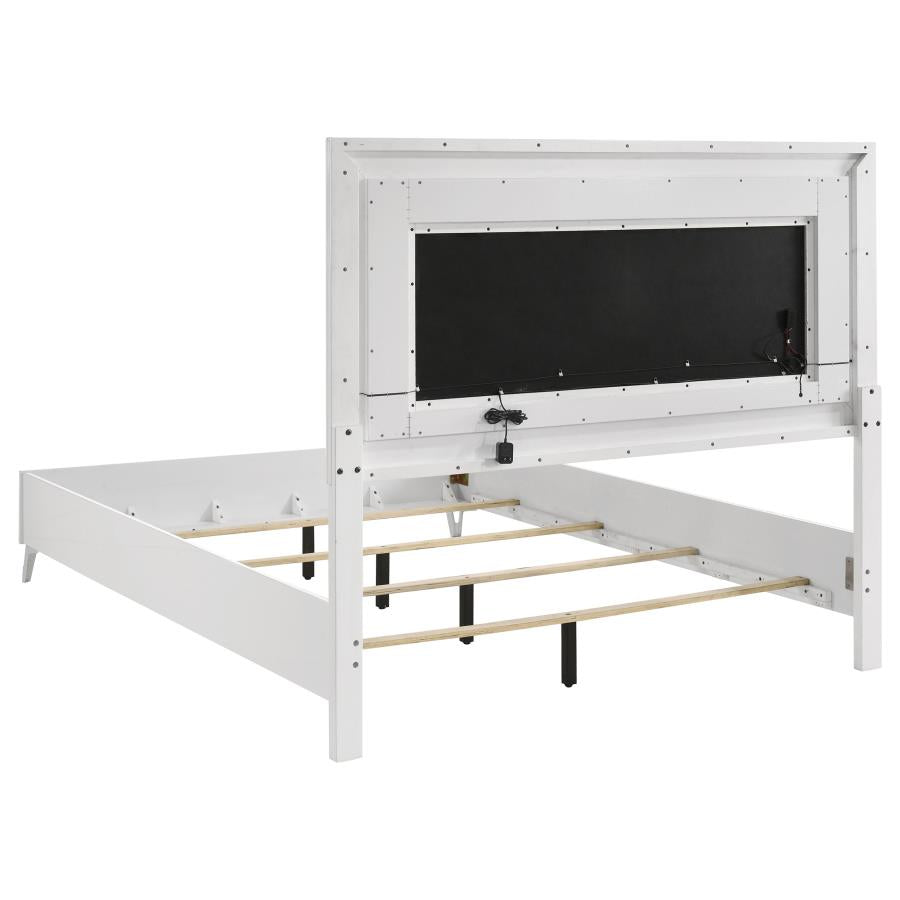 Cassia 4-piece Queen LED Bedroom Set White High Gloss