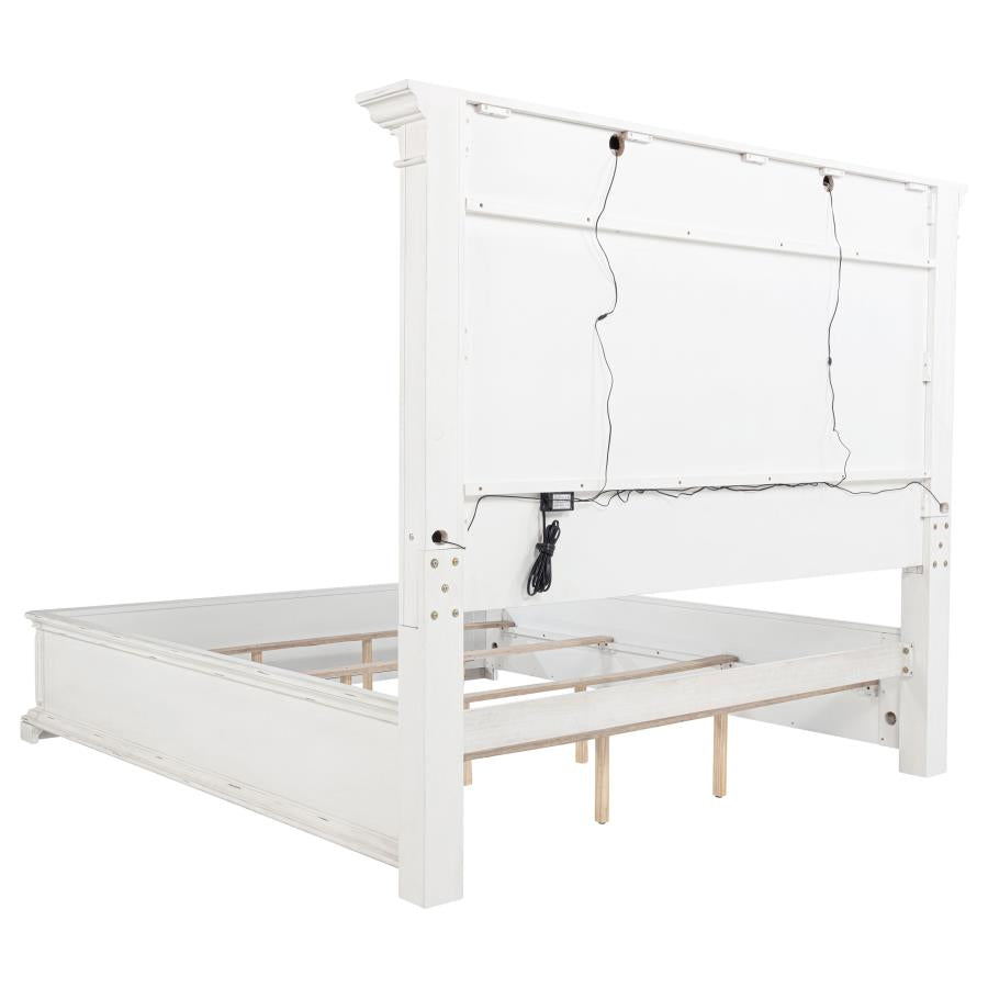 McKinney California King LED Light Panel Bed Vintage White