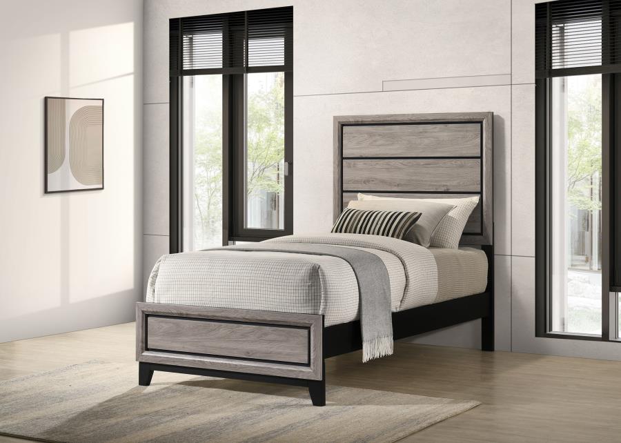 Watson Wood Twin Panel Bed Light Taupe