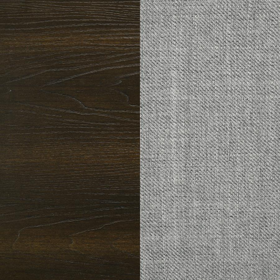 Atlas 63-inch California King Upholstered Panel Bed Grey and Dark Oak