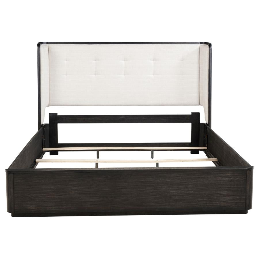 Leandro 55-inch Eastern King Wingback Bed Burnished Black