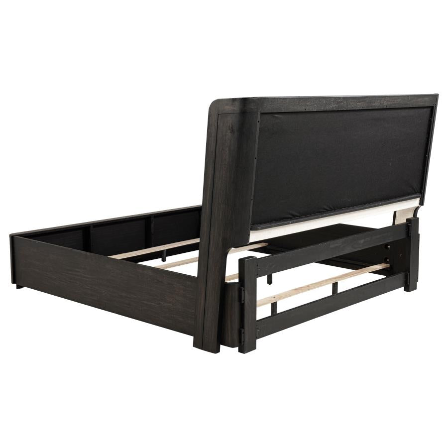 Leandro 55-inch Eastern King Wingback Bed Burnished Black
