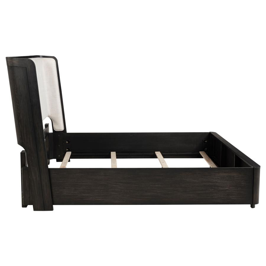Leandro 55-inch Eastern King Wingback Bed Burnished Black