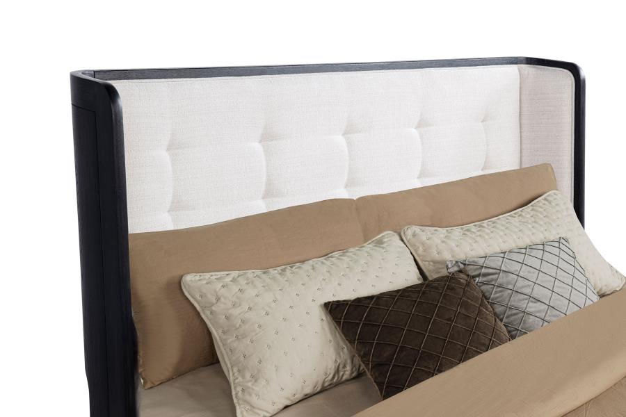 Leandro 55-inch Eastern King Wingback Bed Burnished Black