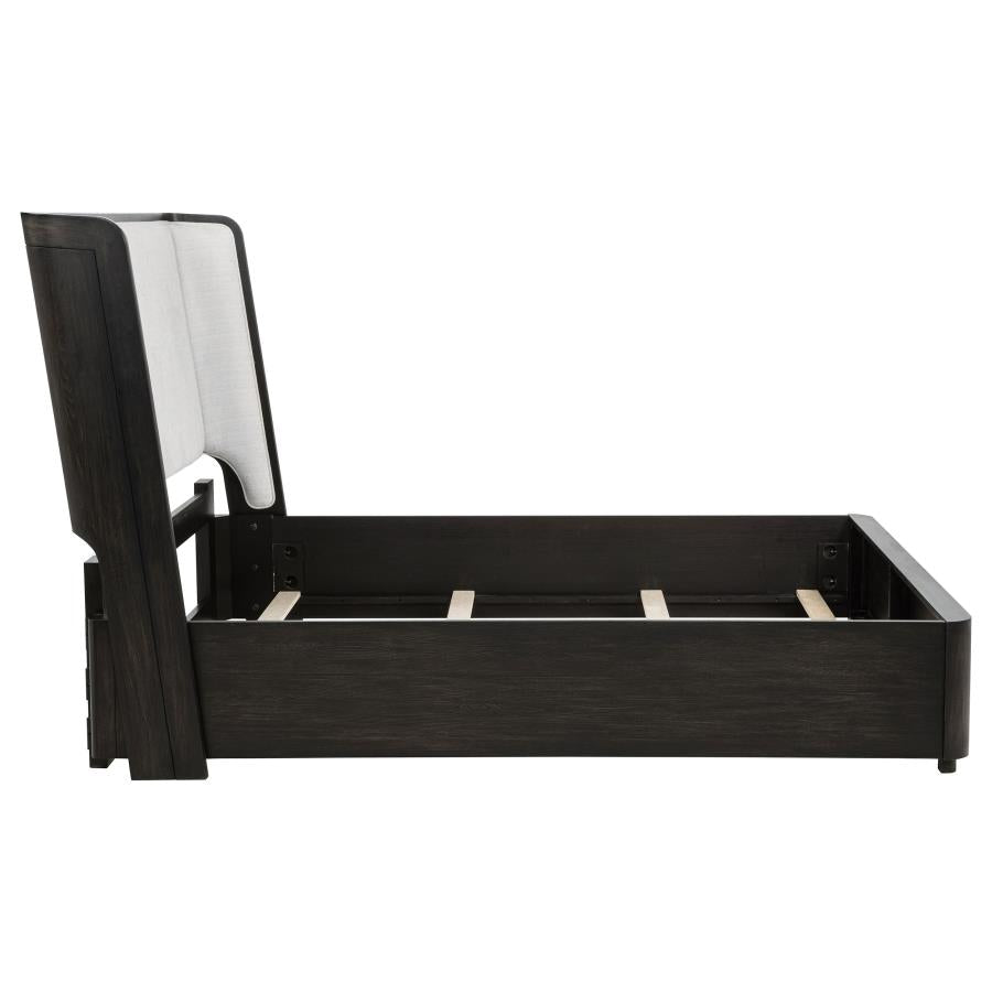 Leandro 55-inch Queen Wingback Bed Burnished Black