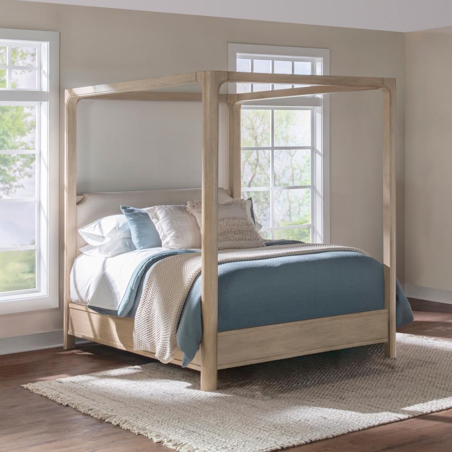Solano 85-inch California King Canopy Bed Weathered Mango