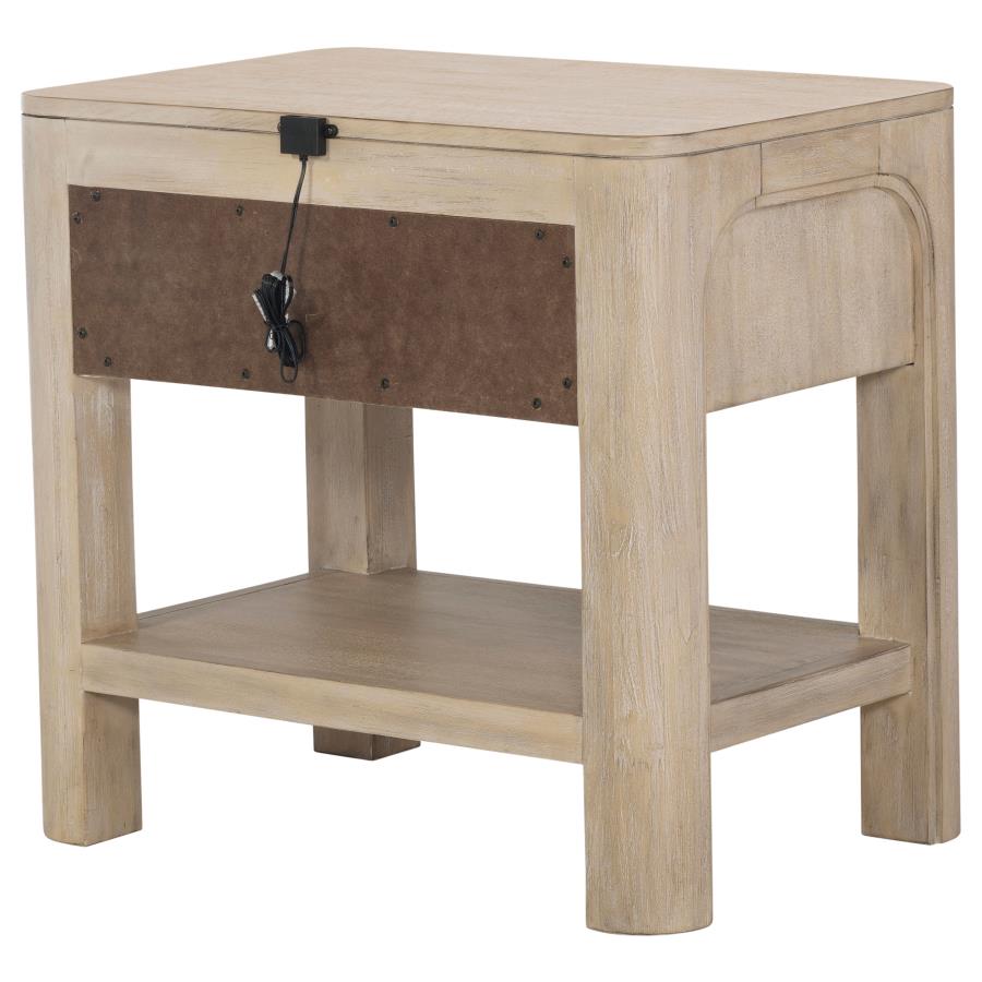 Solano 1-drawer Nightstand Bedside Table Weathered Mango