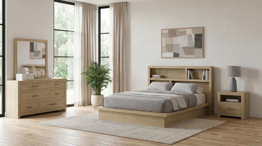 Hendricks 4-piece California King Bookcase Bedroom Set Light Oak
