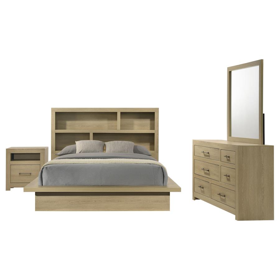 Hendricks 4-piece Queen Bookcase Bedroom Set Light Oak
