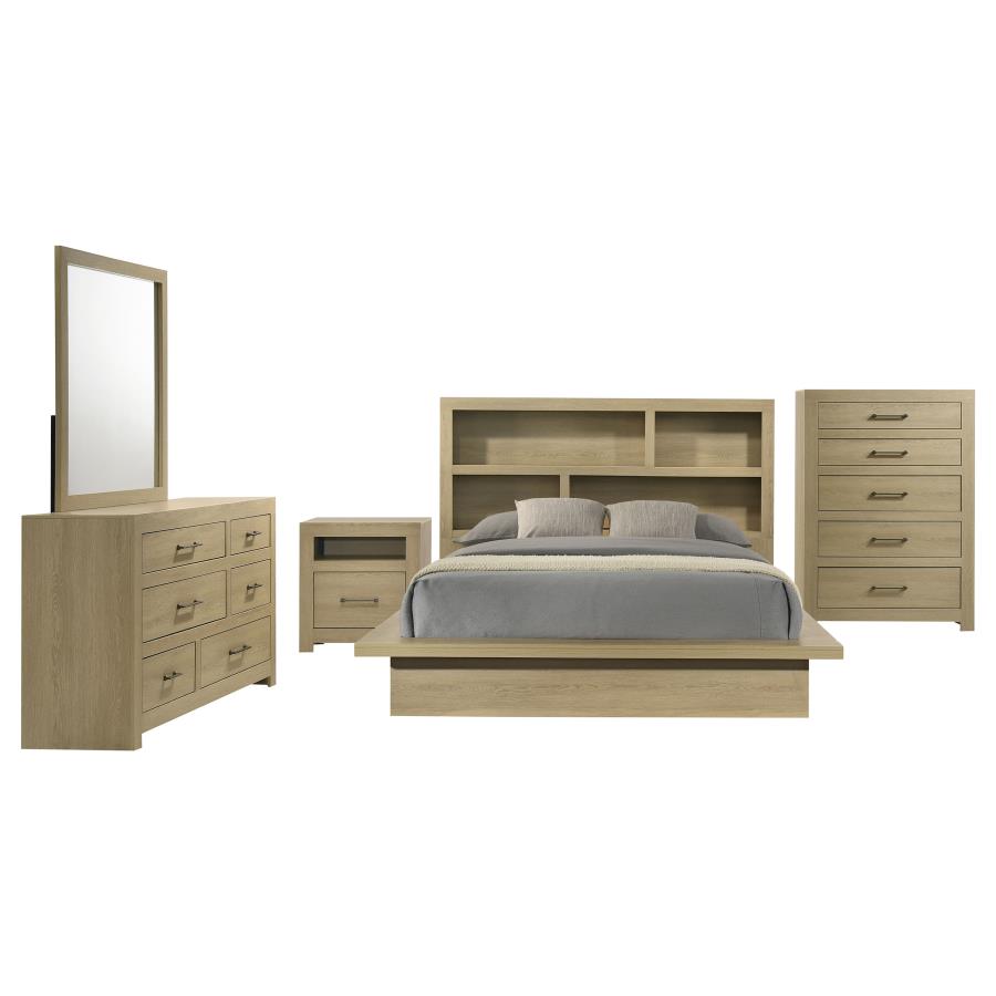 Hendricks 5-piece Queen Bookcase Bedroom Set Light Oak