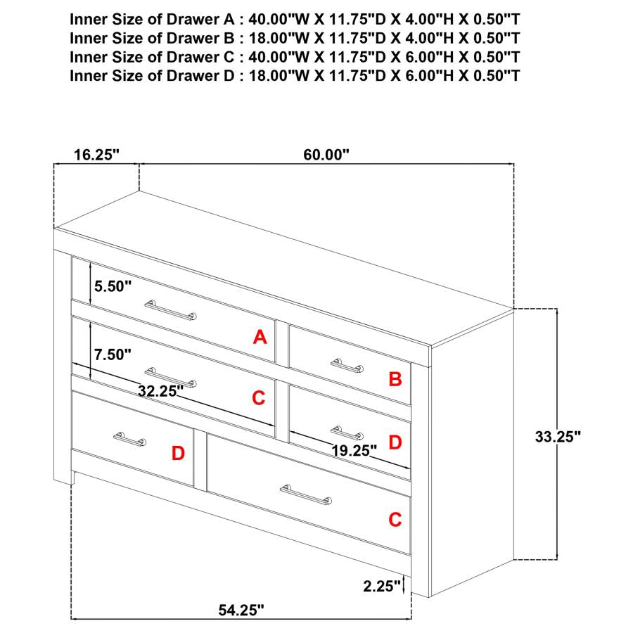 Hendricks 6-drawer Bedroom Dresser Storage Cabinet Light Oak