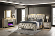 Lorient 4-piece California King Fireplace Bedroom Set Ivory and Camel