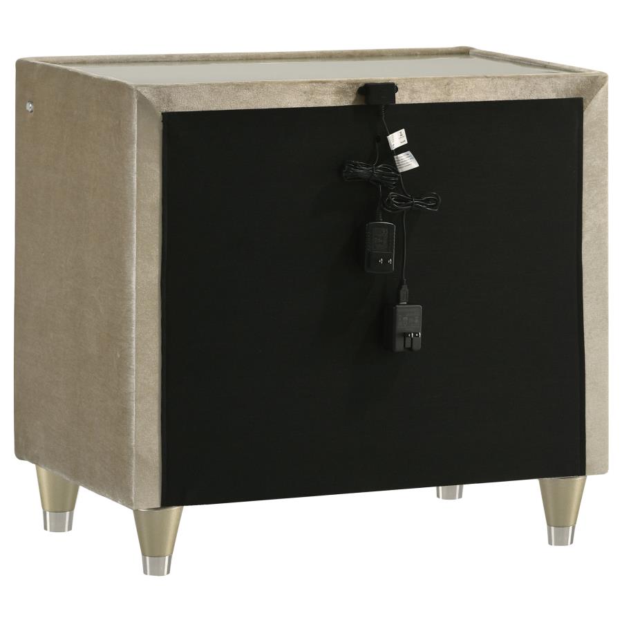 Lorient 4-piece California King Fireplace Bedroom Set Ivory and Camel