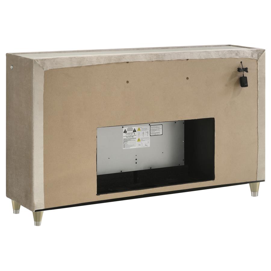 Lorient 4-piece Queen Fireplace Bedroom Set Ivory and Camel