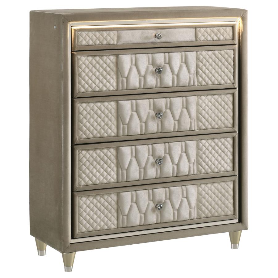 Lorient 5-piece Queen Bedroom Set Ivory and Camel