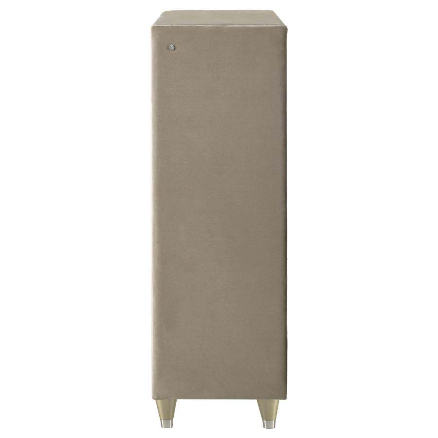 Lorient 5-drawer LED Chest of Drawers Ivory and Camel
