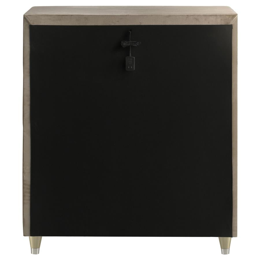 Lorient 5-drawer LED Chest of Drawers Ivory and Camel