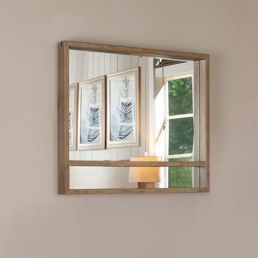 Stillwater Dresser Mirror with Jewelry Shelf Weathered Oak