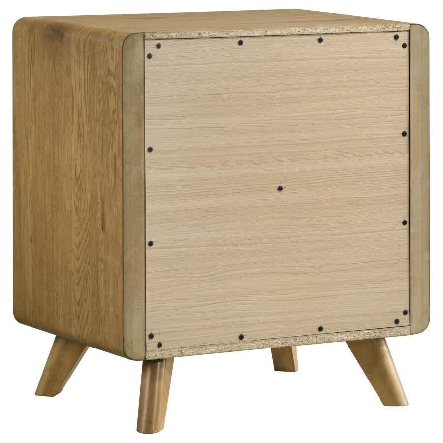 Bennett Full Cream Upholstered 4-Piece Mid-Century Bedroom Set Light Oak