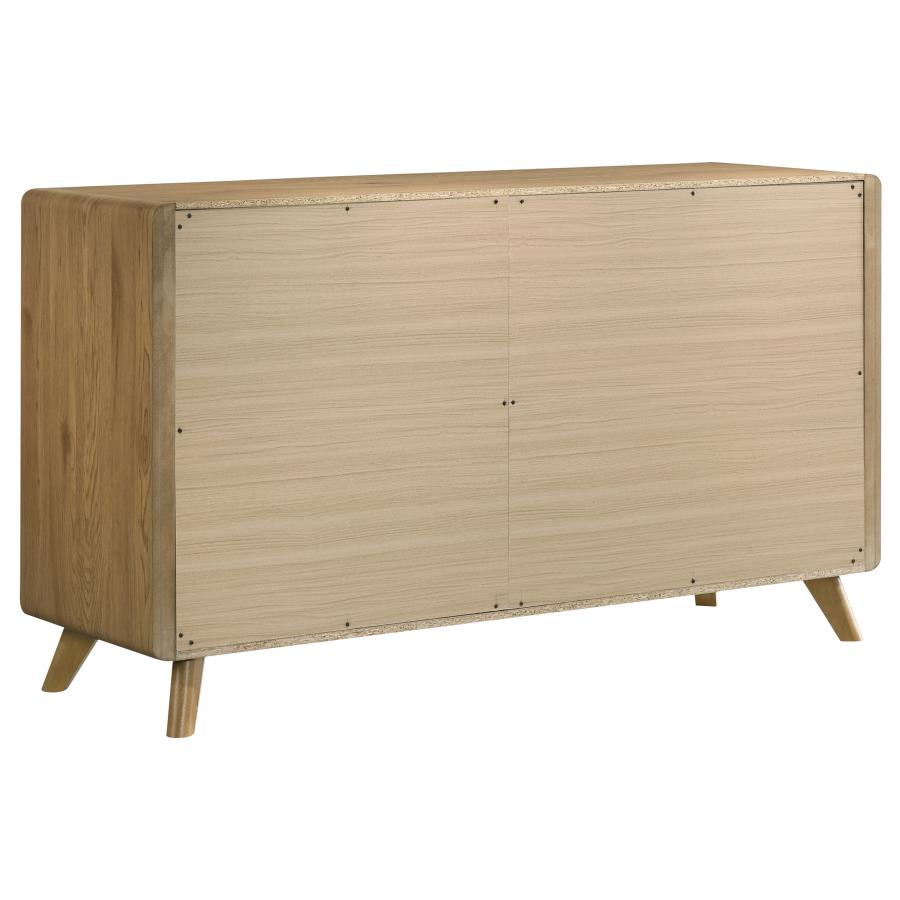 Bennett Full Cream Upholstered 4-Piece Mid-Century Bedroom Set Light Oak