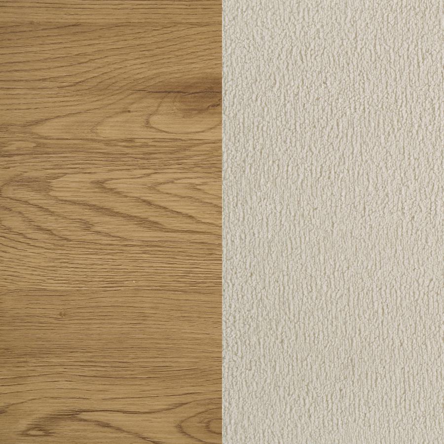 Bennett Full Mid-Century Fabric Upholstered Panel Bed Light Oak and Cream
