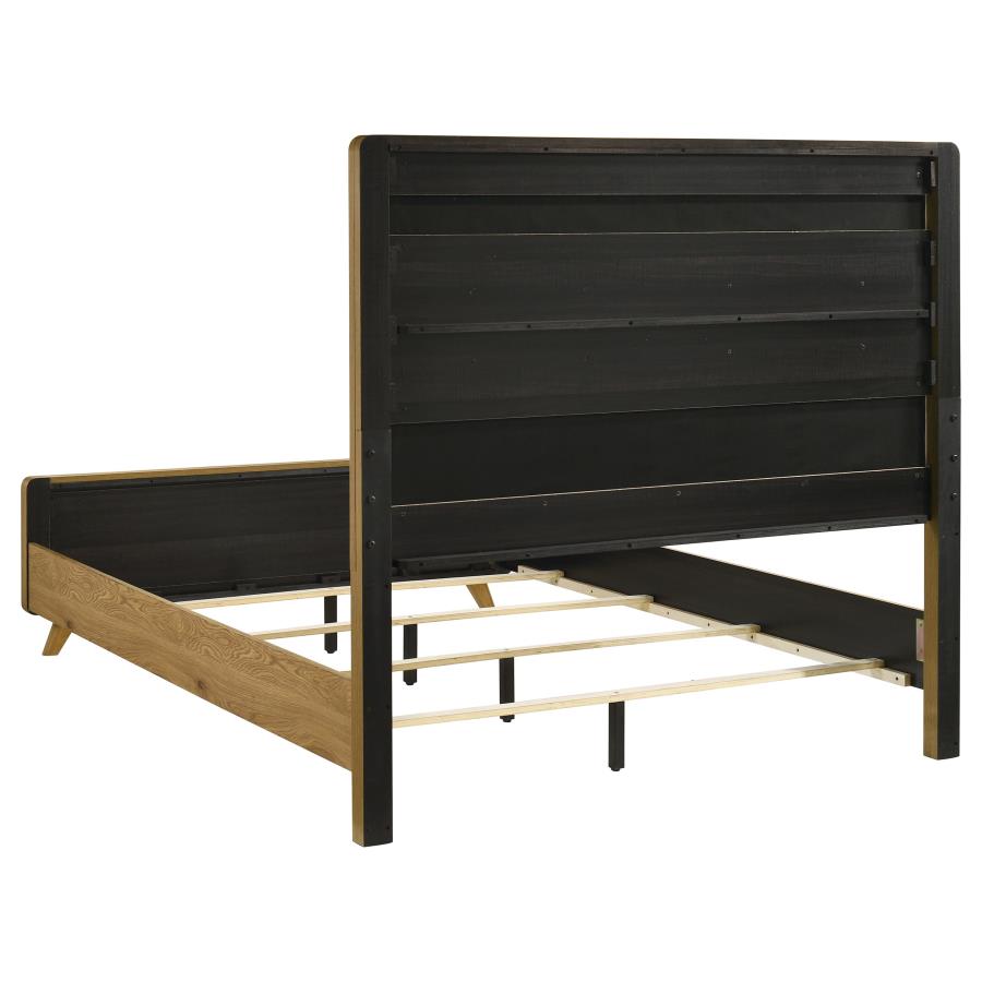 Bennett Queen Upholstered 5-Piece Mid-Century Bedroom Set Light Oak