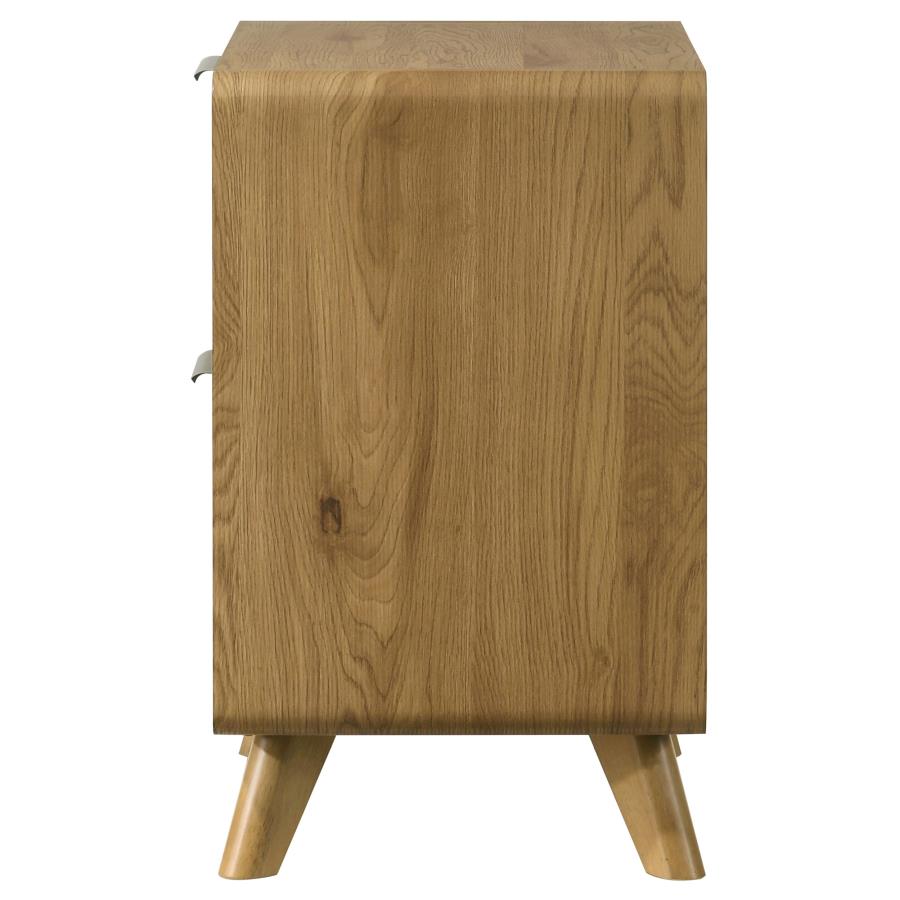 Bennett Mid-Century 2-Drawer Rubberwood Nightstand Light Oak