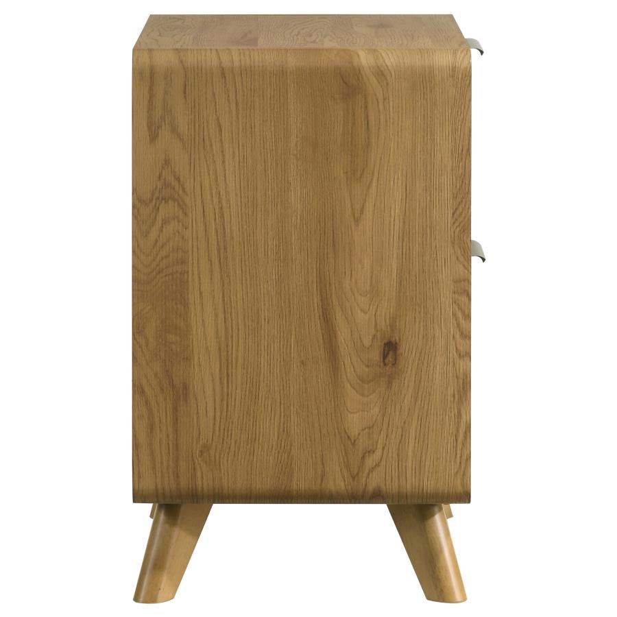 Bennett Mid-Century 2-Drawer Rubberwood Nightstand Light Oak