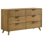 Bennett Mid-Century 6-Drawer Rubberwood Dresser Light Oak